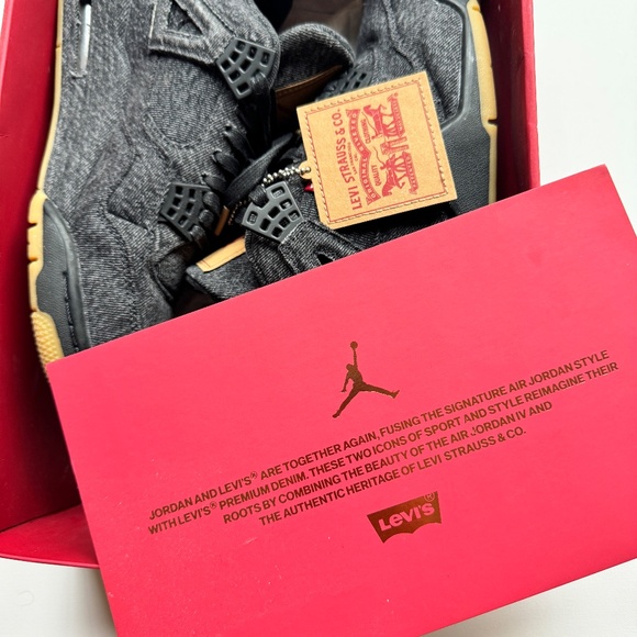 Levi\'s x Air Jordan 4 Retro \'Black Denim\' Sneakers Nike Shoes Men\'s Size 7 main image 12